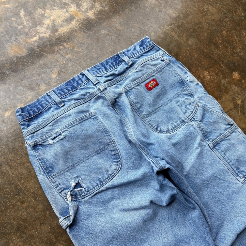 Dickies Mens Carpenter Jeans Light Wash Blue Denim Workwear Pants 1993SNB 36x32 - Picture 3 of 8